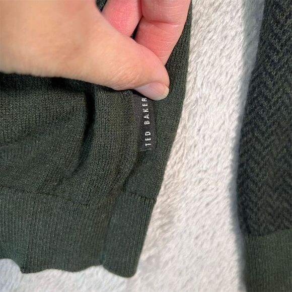 Ted Baker London Men's Pullover Sweater Size 2 Green Crew Neck Classic Preppy - Picture 3 of 10